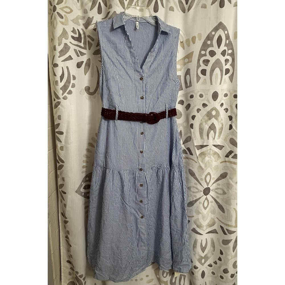 Halara V Neck Sleeves Midi Button Down Summer Vacation Dress Size Medium NWT - Picture 3 of 6